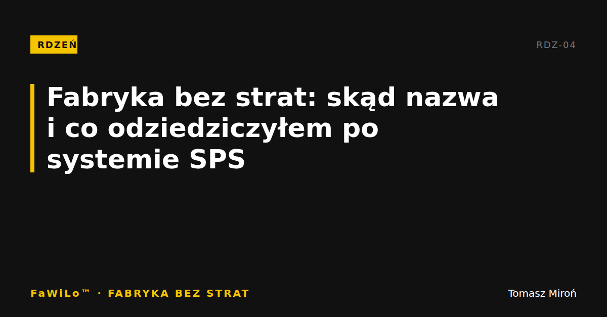 Okładka typograficzna: tytuł wpisu i kategoria Rdzeń na czarnym tle z żółtym akcentem.